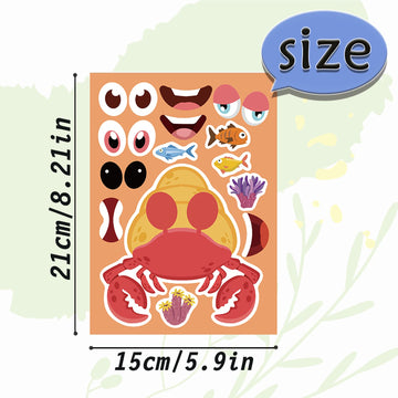 24 Sheets 8.27''  5.9'' Make Your Own Sea Animals Stickers For Kids Toddlers, Make A Face Stickers For Kids Party Favors Activit