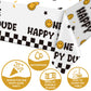 Newwiee One Happy Dude Birthday Party Tablecloths 51 x 108 inch One Happy Dude Table Cover Yellow Smile Face Plastic Table Cloth