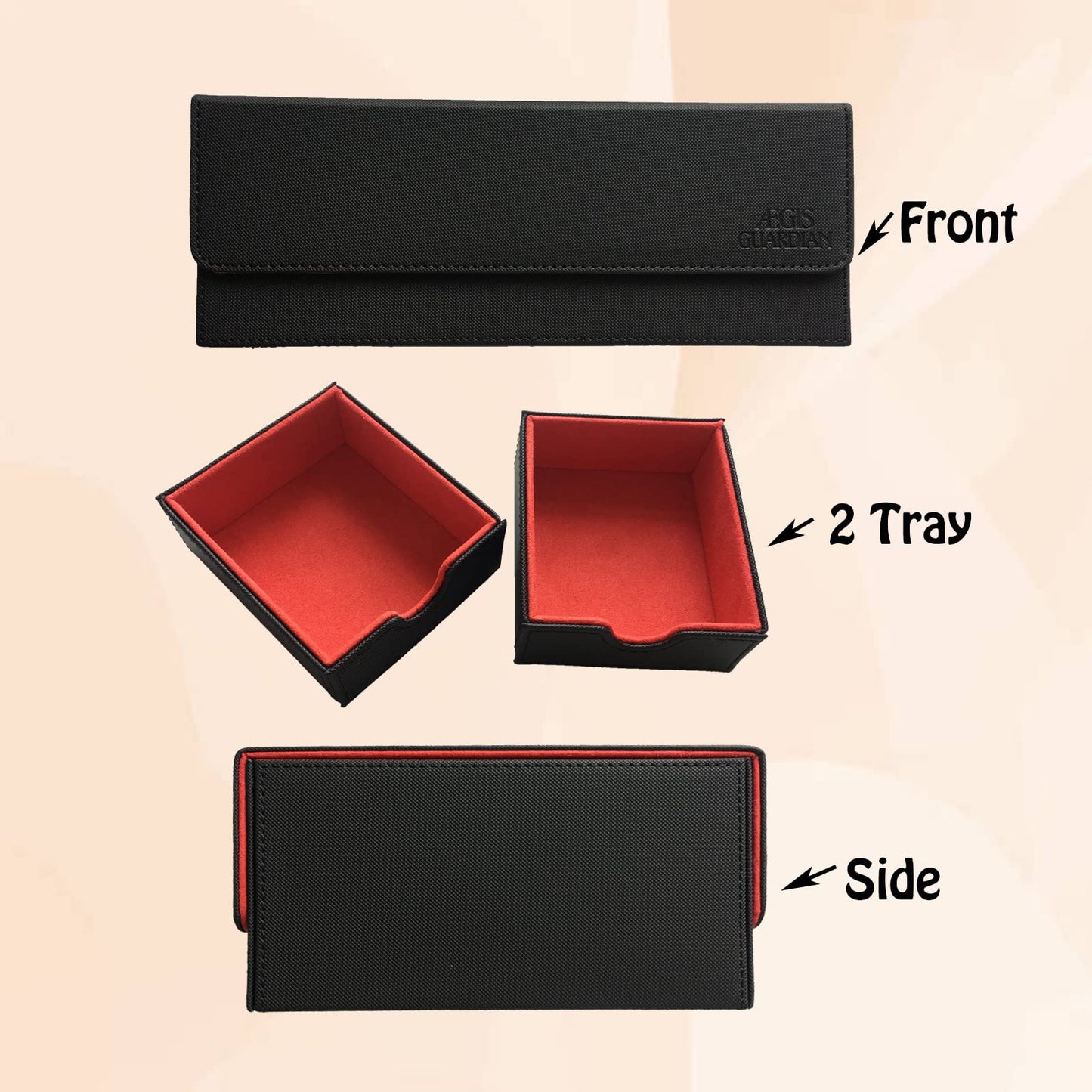 Aegis Guardian Commander Deck Box Hold 600+ Sleeved Cards, Card Deck Box With 2 Dice Tray Fit For Tcg Mtg Ccg, Holds Up To 4 Car