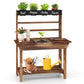 Costzon Kids Potting Bench, Wood Toy Gardening Center with 4 Pots, Chalkboard, Removable Sink, Storage Shelves, Mud Kitchen for