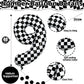 40 Inch Number 9 Balloons For Boys, Checkered Big 9Th Birthday Balloons Decor, Helium Black And White Self Checkered Inflating F