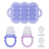 WeeSprout Baby Food Feeder Set - 2 Silicone Feeders & Reusable Freezer Tray with Lid - BPA-Free Fresh Fruit & Veggie Pacifier for Babies & Toddlers - Double as Teething Toys - Dishwasher Safe