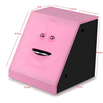 Hstyaig Money Saving Bank, Face Money Eating Box Kids Money Saving Collection Piggy Bank Automatic Novelty Coin Bank (Pink)