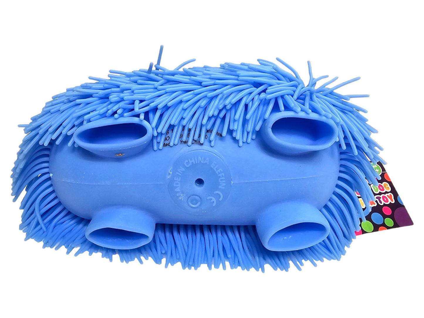 Zugar Land Soft Shaggy Puffer Dog Toy (1 Blue) (8'' X 5'') Filled With Air For A Fun Squishy Stretchy Fidget Experience. Blue, P
