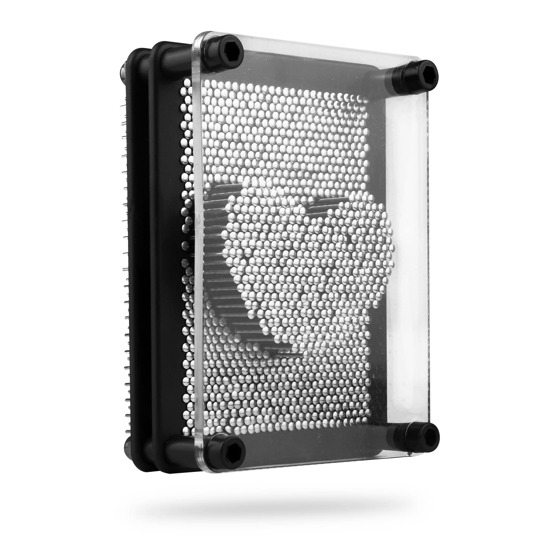 3D Pin Art Toy, Size 3.75” X 5” Unique Metal 3D Pin Art Board Impression Toy For Kids (Silver, Metal)