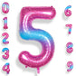 Rainbowq 5 Balloon Number 40 Inch For Boy Or Girl Big Starry 0-9 Foil Mylar Large Number 5 Balloon Happy 5Th Birthday Party Anni