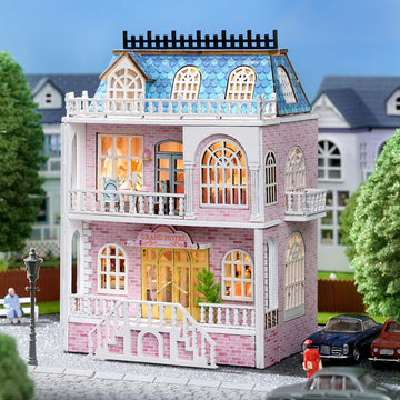 Diy Miniature House Kit, Cuteroom Wooden Dollhouse Kit Tiny House Making Kit With Furnitures, Diy Dollhouse Kit Gift For Women And Girls (Romantic Castle)