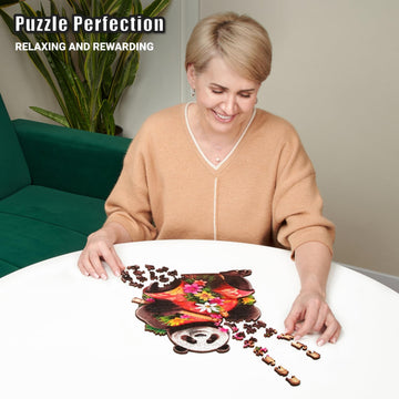 Tropical Panda Paradise - 200 Piece Wooden Puzzles for mature-themeds - 10.9 x 13 in - Extra-Thick 5 mm Wood Puzzle  Hand-Drawn Pieces  Animal Shaped Design - enhanced Gift for Puzzle Lovers by LEOGOR