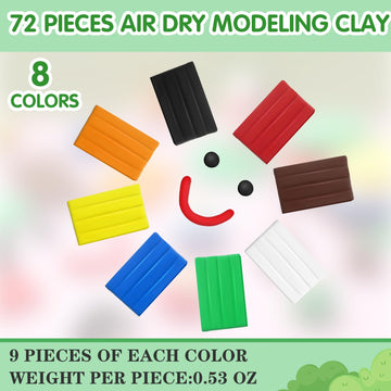 WinnerWhy 72 Pcs 2.38lbs Air Dry Clay Modeling Magic Ultra Light Modeling Clay for Kids DIY for Sculpting Air Dry School Gift(Wh