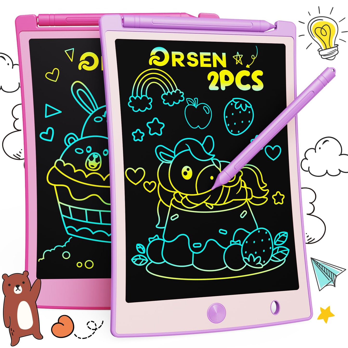 ORSEN Colorful 8.5 Inch LCD Writing Tablet for Kids, Easter Gifts for Toddlers, Toddler Travel Learning Educational Toys Activit