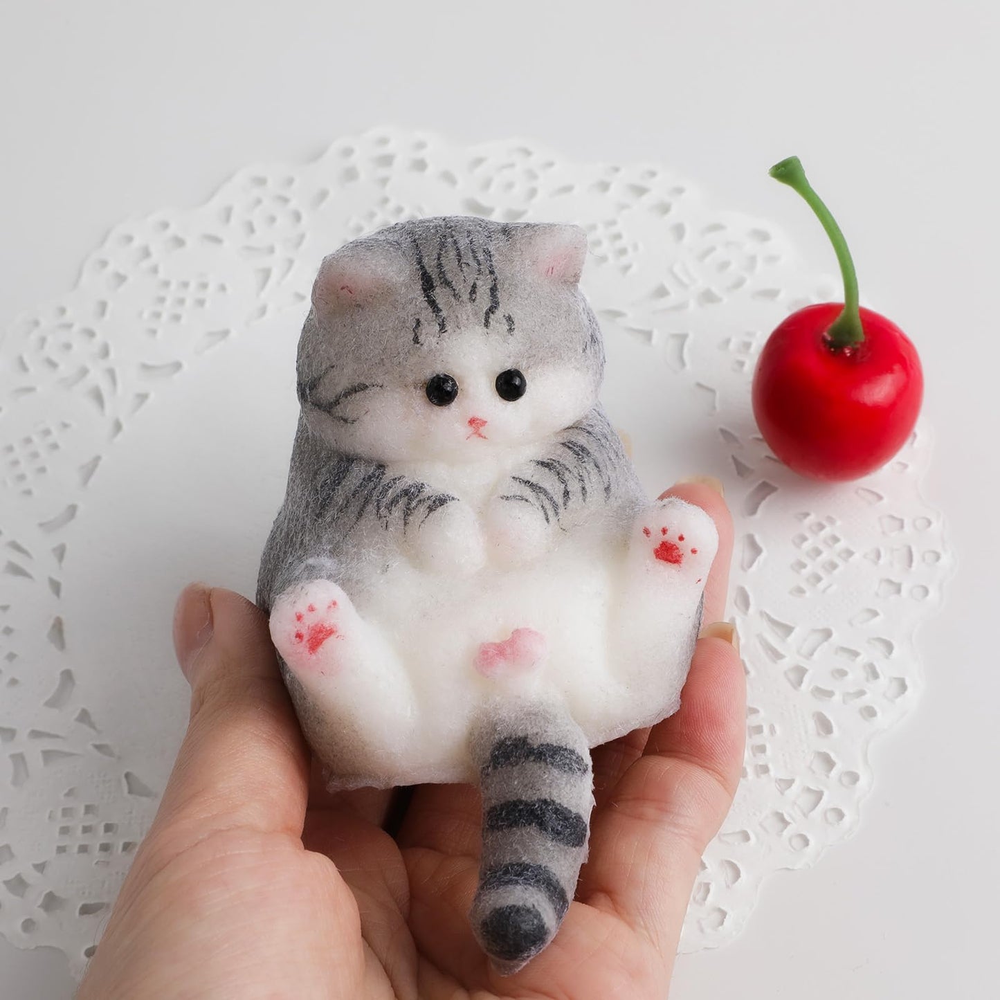 Taba Squishy Cat Kit - Soft Silicone Fat Kitty Toys For Kids Party Favors (Gray)