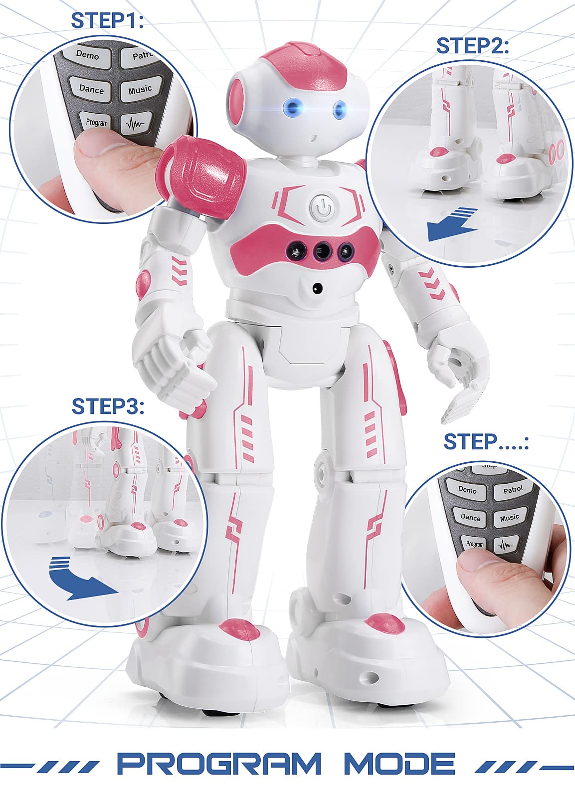 KINGSDRAGON RC Robot Toy - Gesture & Sensing Control, Pink, Model RBTTY01-RD-SRK2, Perfect for Kids Age 3-8, Birthday Gift