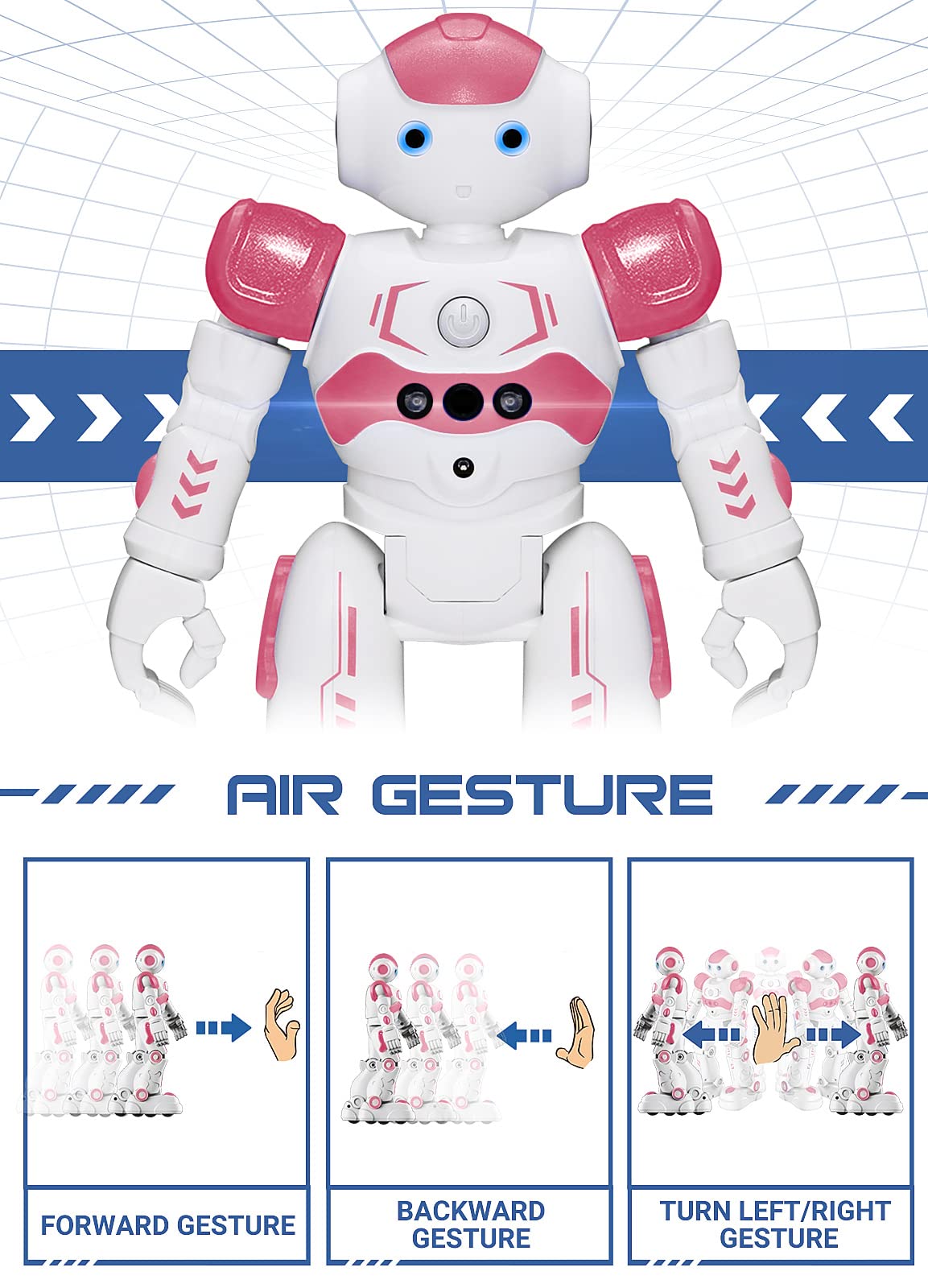 KINGSDRAGON RC Robot Toy - Gesture & Sensing Control, Pink, Model RBTTY01-RD-SRK2, Perfect for Kids Age 3-8, Birthday Gift