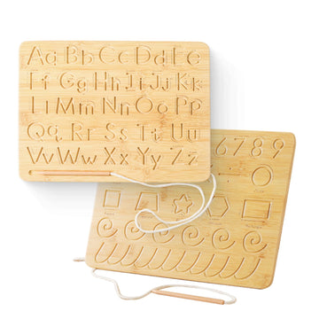 Jetmhh Montessori Wooden Alphabet Number Tracing Board | Double Sided Wooden Alphabet Practice Board Learning Educational Toys |