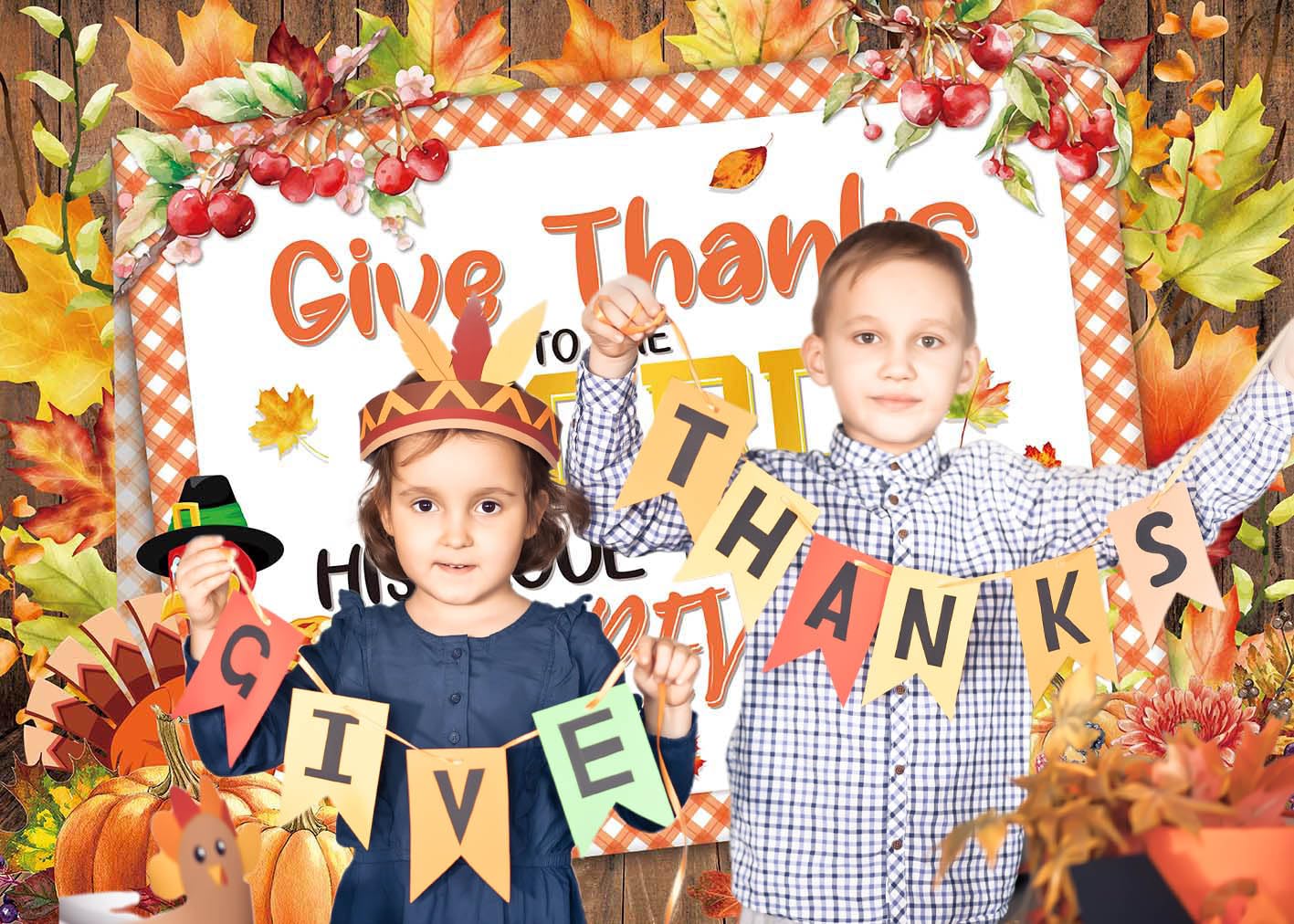 Fall Thanksgiving Backdrop Give Thanks to The Lord Photography Background Give Thanks Thanksgiving Harvest Day Party Decorations