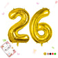 Smlpuame 40 Inch Number Balloon 0-9 Gold Large Number 26 Balloons,Digital Balloons For Birthday Party Celebration Decorations Su
