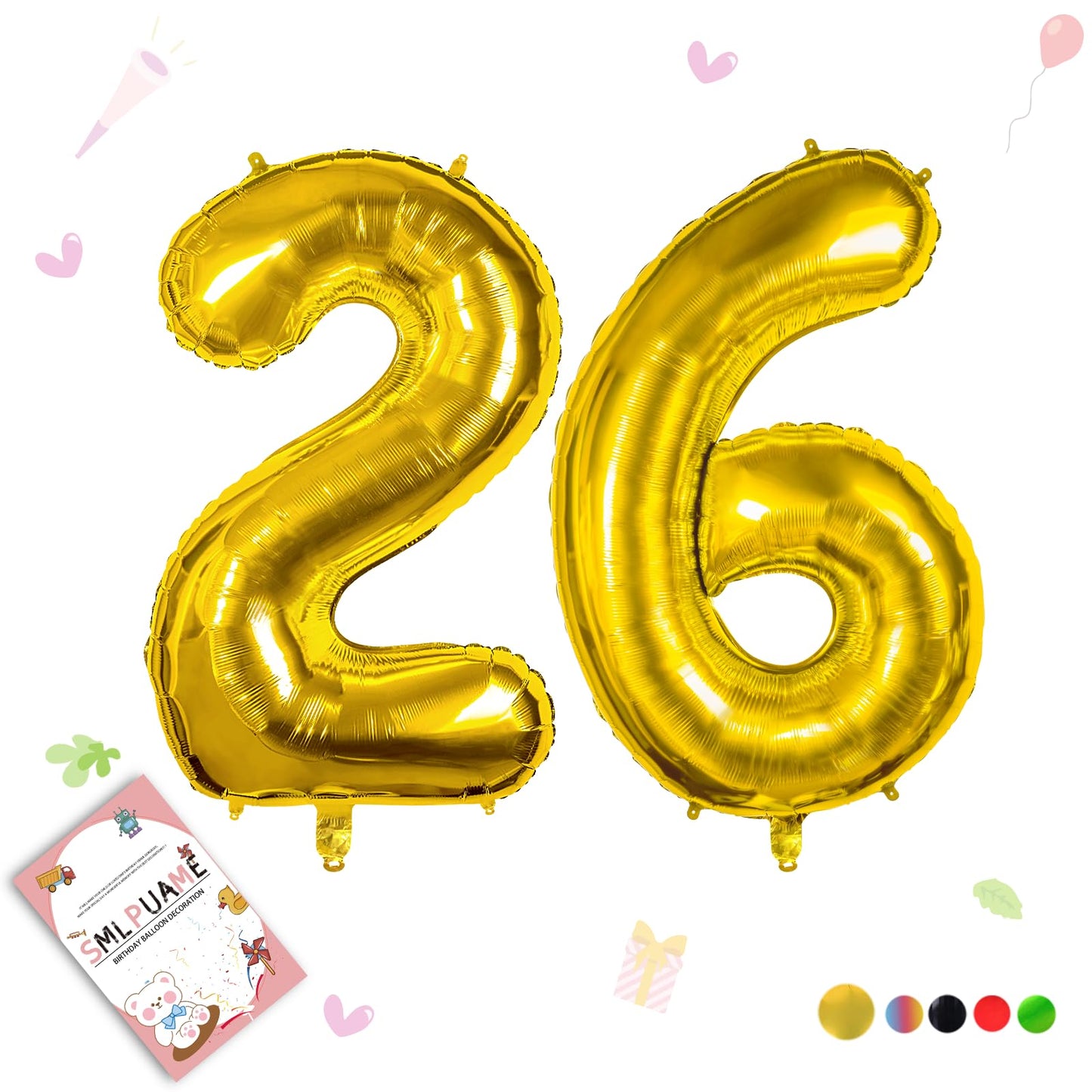 Smlpuame 40 Inch Number Balloon 0-9 Gold Large Number 26 Balloons,Digital Balloons For Birthday Party Celebration Decorations Su