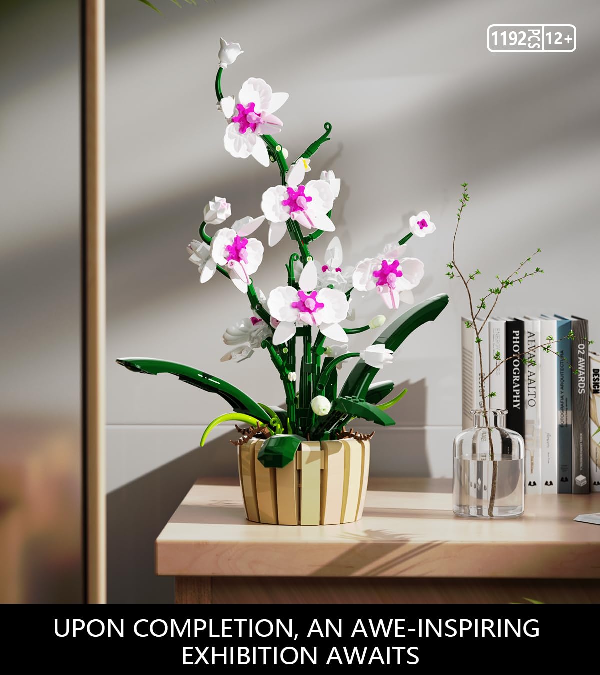 Icons Orchid Flowers Building Set  Exquisite Orchid Bonsai for mature-themed- Compatible with Lego Flowers  Ideal for Display (1192ppcs)