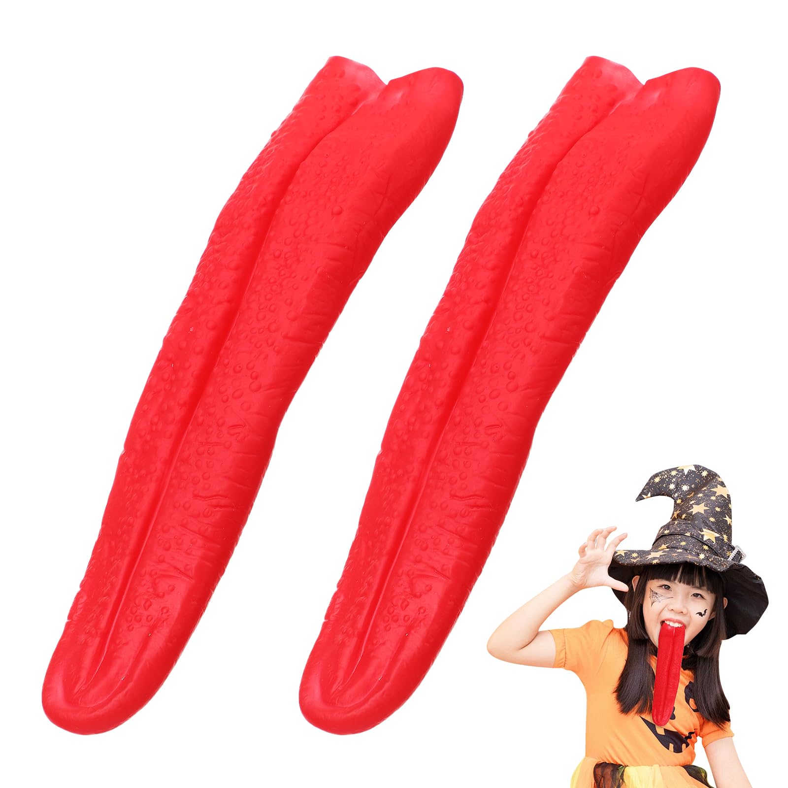 NUOBESTY 2Pcs Long Tongue Prop Artificial Tongue Prank Tricks Magic Cosplay Props for Haunted House Festival Horror Party Decora