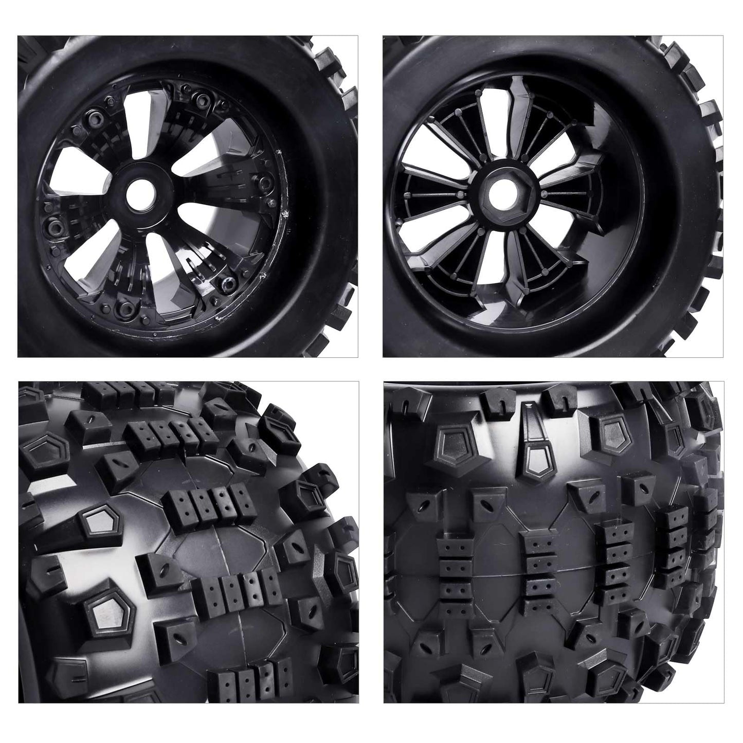 HobbyPark Pre-Glued 1/8 Truck Tires and Wheels 17mm Hex for Traxxas Maxx T-maxx E-Revo Revo 3.3 Arrma Kraton Notorious 6s Redcat
