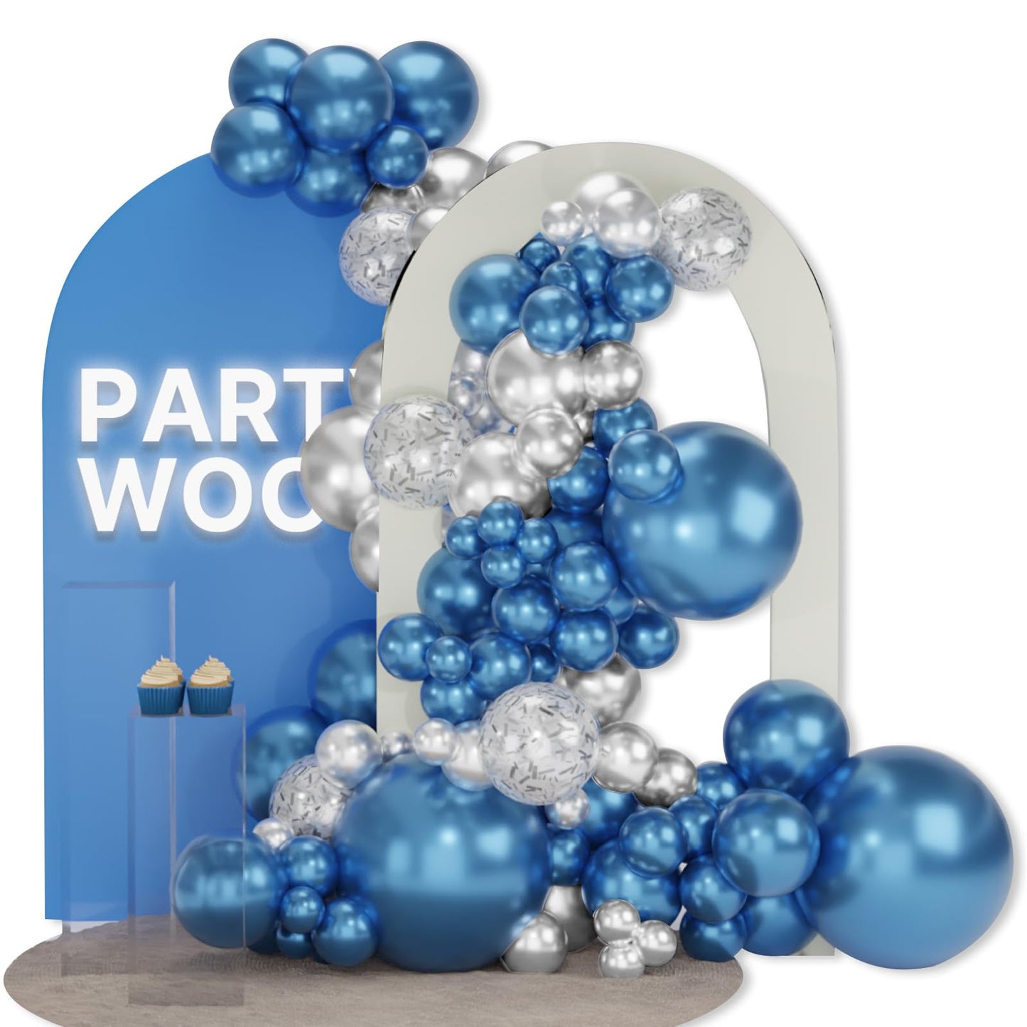 Partywoo Blue And Silver Balloons, 100 Pcs Metallic Blue And Metallic Silver Balloons Different Sizes Pack Of 18 Inch 12 Inch 10 Inch 5 Inch For Balloon Garland Or Balloon Arch As Party Decorations