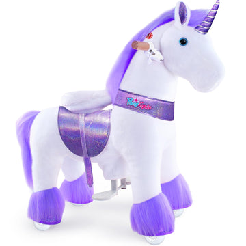 Ponycycle Ride On Unicorn Horse Toys For Girls Toddler Rocking Horse (With Brake/ 30' Height/Size 3 For Age 3-5) Purple Unicorn Plush Kids Ride On Toys Walking Unicorn Birthday Gifts Ux306