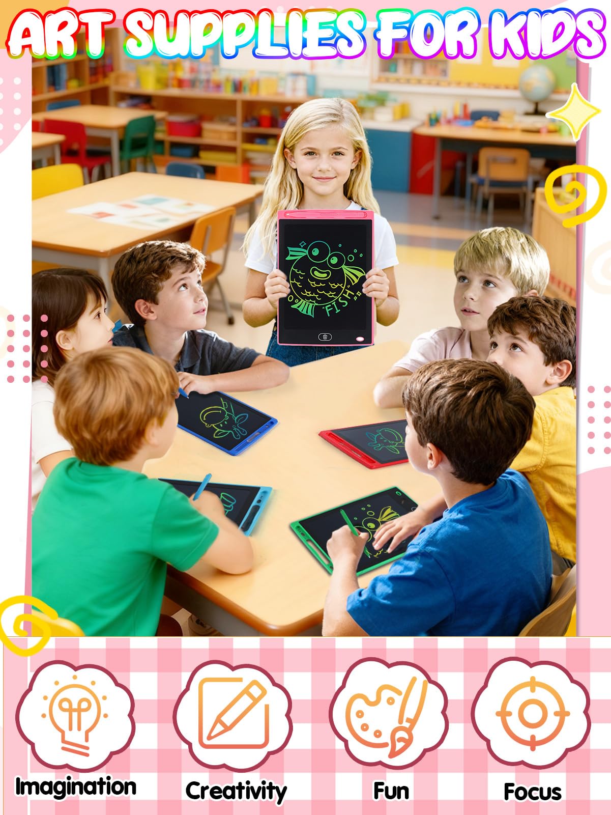 LCD Writing Tablet for Kids Party Favors Bulk - 24 Pack 8.5in Colorful Doodle Board, Erasable Drawing Pad for Goodie Bags Stuffe