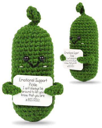 Jelutar Mini Funny Positive Potato, 3 Inch Knitted Doll With Positive Card For Cheer Up Gifts And Party Decorations, Cute Positive Potato Crochet Doll For Birthday Gifts (Funny Pickle)