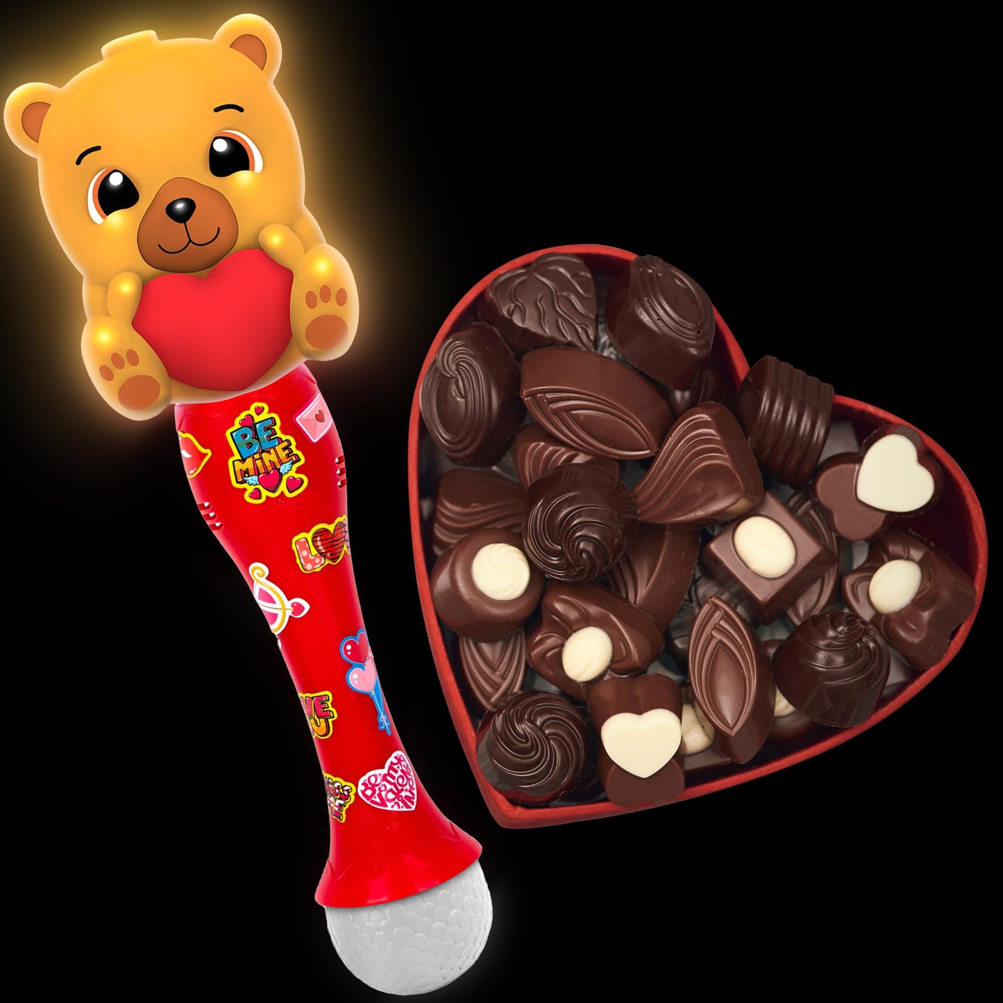 Artcreativity Light Up Valentine'S Day Bubble Wand For Toddlers, Heart Bubble Toy With Lights, Music, & Batteries, Valentines Day Gifts For Kids, Valentines Day Party Favors For Ages 3 4 5 6