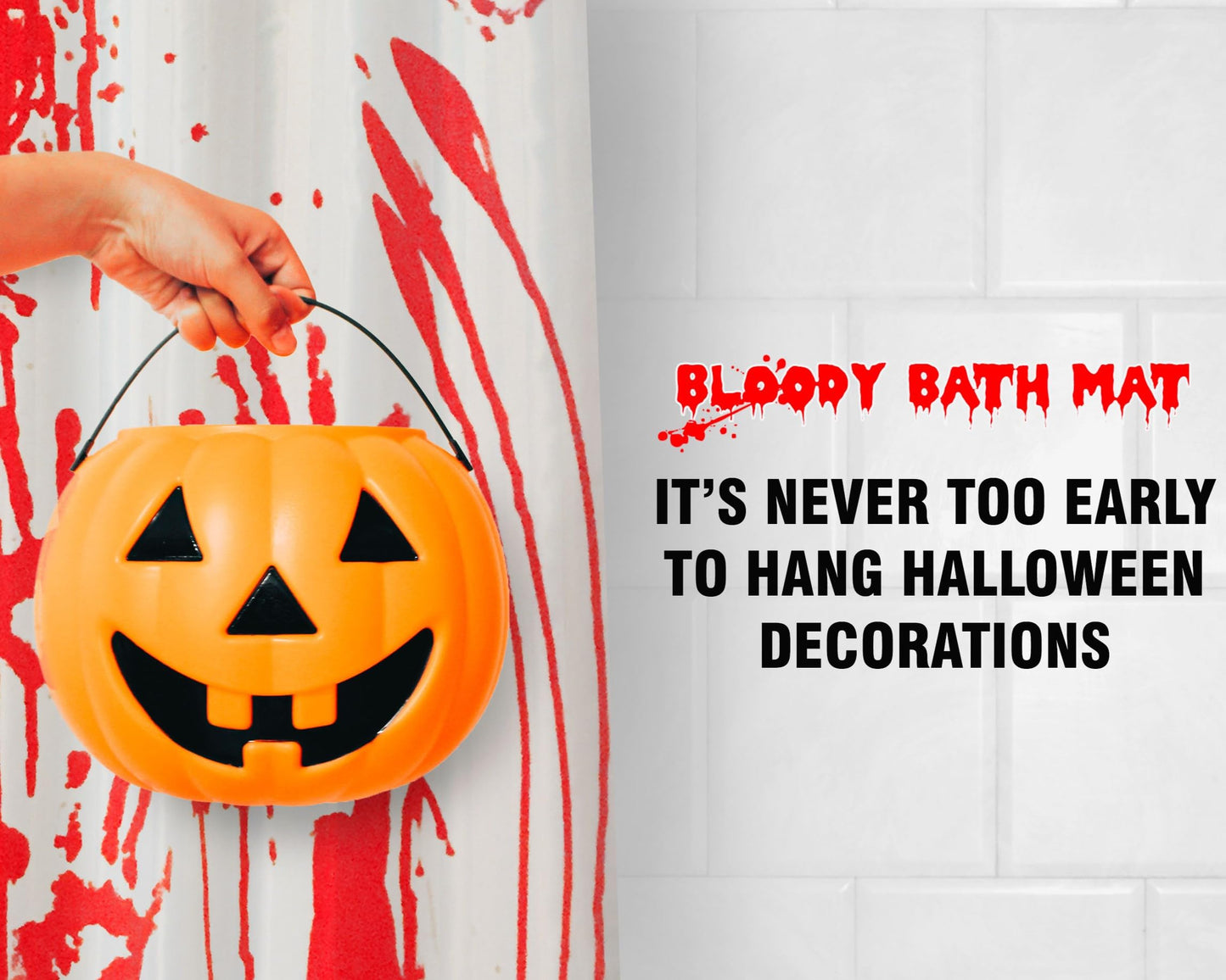 IntroWizard Bloody Mat - Color-Changing Vinyl Bath Mat, 22"x13", Red, Disappearing Footprints, Non-Absorbent