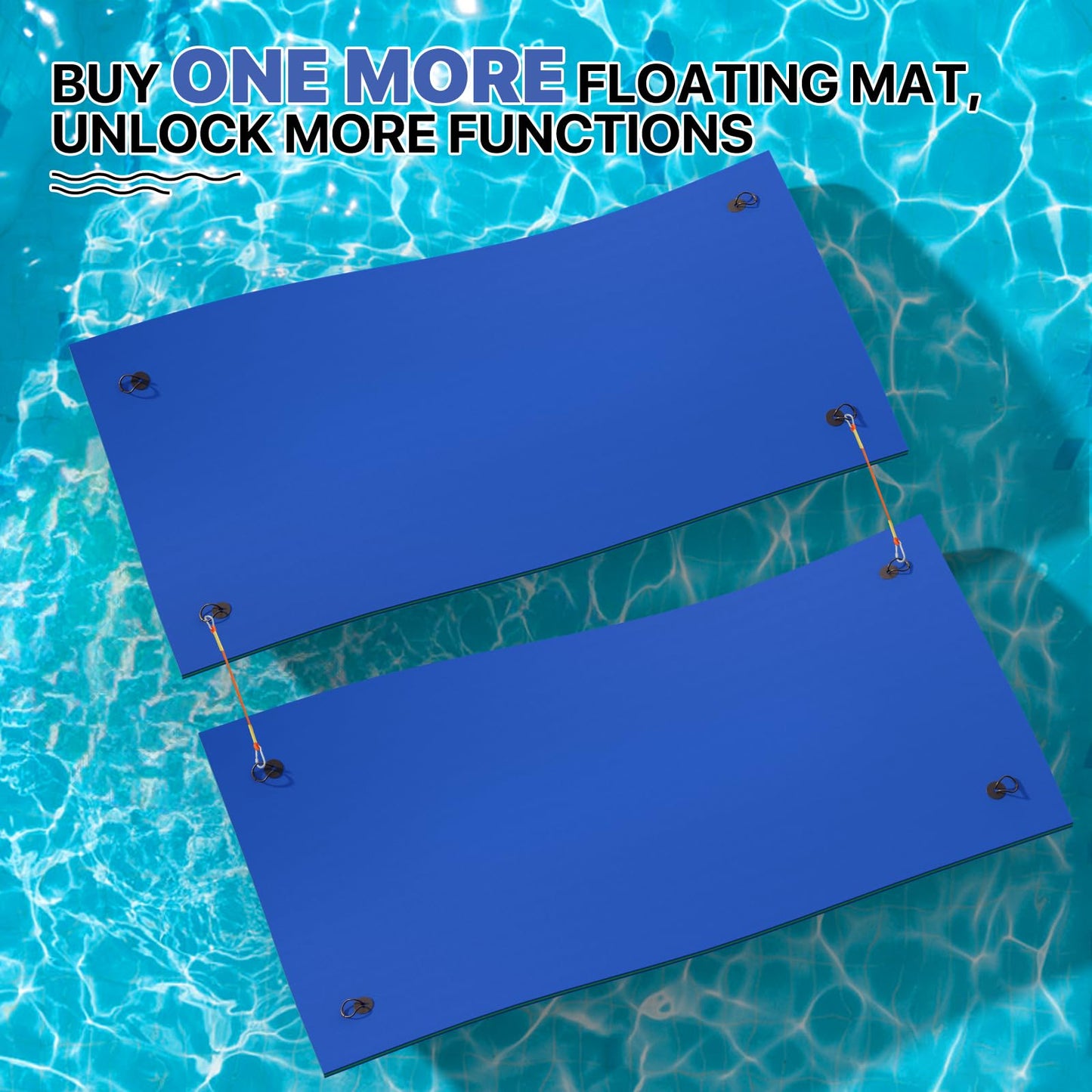 MADOG Outdoor Floating Water Mat - 12 x 6 Ft, Blue, Tear Resistant XPE Foam, Ideal for Beach, Lake, Pool, and Relaxation