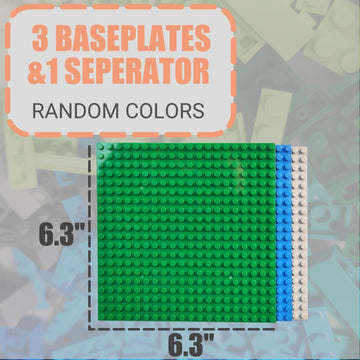Huizdq 1000 Pieces Classic Building Bricks, Classic Stackable Base Plates, 3 6.3'' X 6.3'' Blue, Gray And Green Base Plates, Com