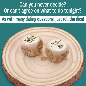 JCHCAMRY 2 Pcs Engraved Wooden Date Night Food Decision Dice Decider,Valentines Day Date Night Gifts for Husband Wife Boyfriend