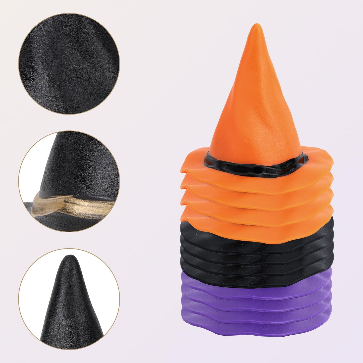 12pcs Plastic Miniature Witch Hats, Mini Small Wizard Hat Ornament Tiny Halloween Dollhouse Miniatures for Haunted House Decor D