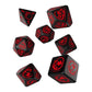 Q Workshop Dragon Black & red RPG Ornamented Dice Set 7 Polyhedral Pieces