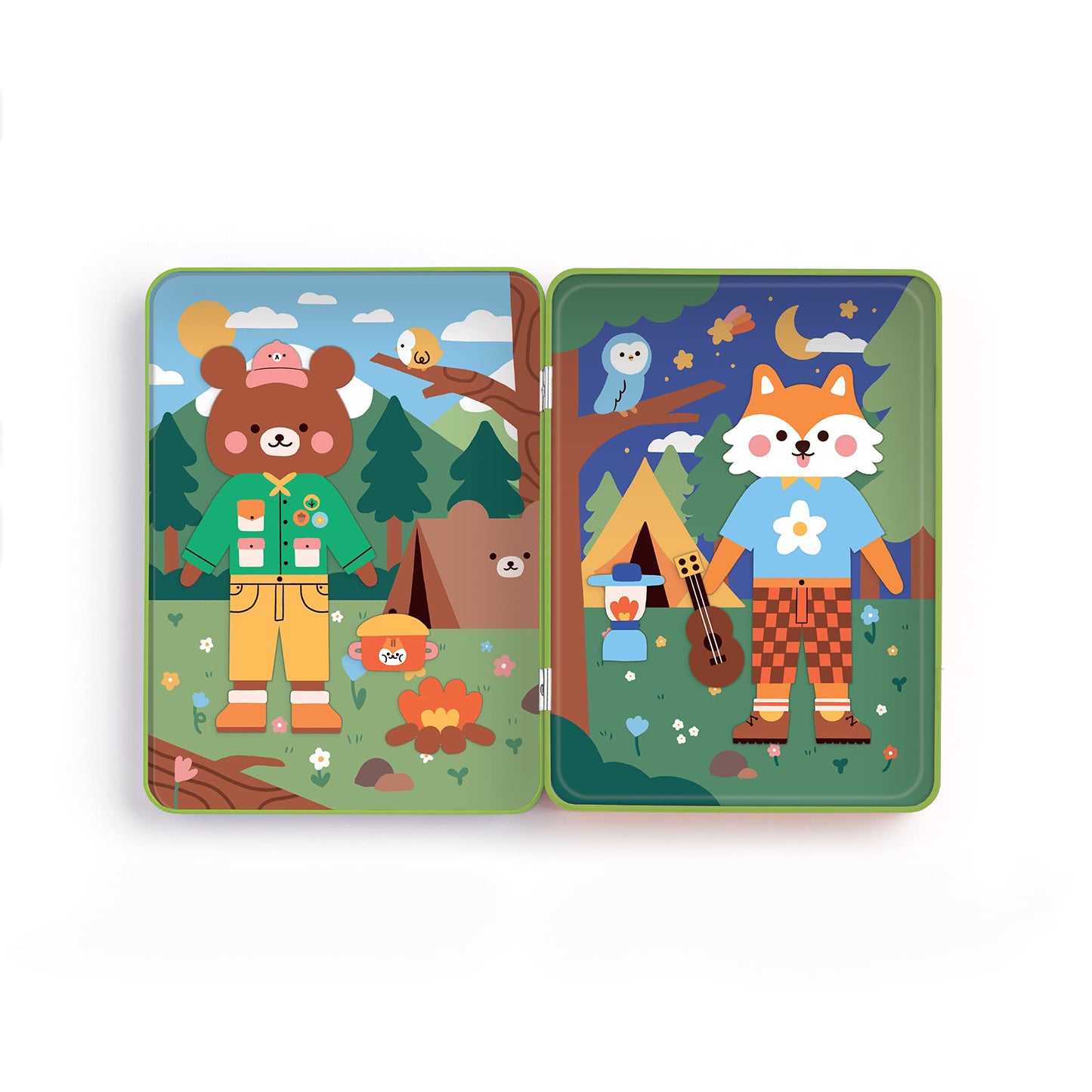 Mudpuppy Happy Camper Magnetic Build-It Game – 40+ Magnets, Illustrated Scenes, 6.25x8.75 inches, Multicoloured, Ages 4+ - Model 978