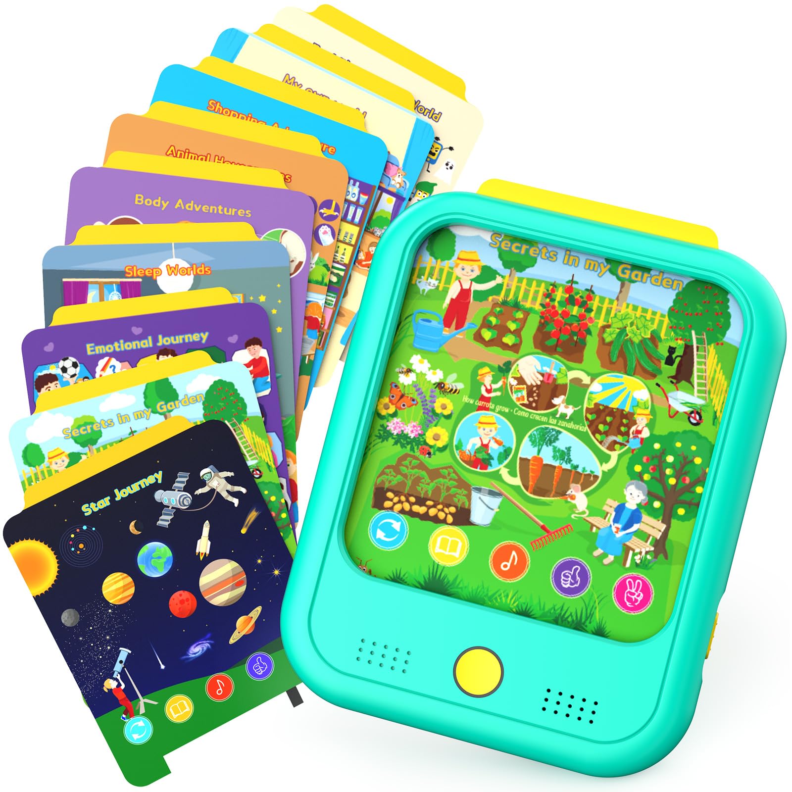 Kids Learning Tablet Educational Learning Pad for Toddlers 2-5 to Learn Alphabets, Numbers, Foods, Time, Music, Talking Cards fo