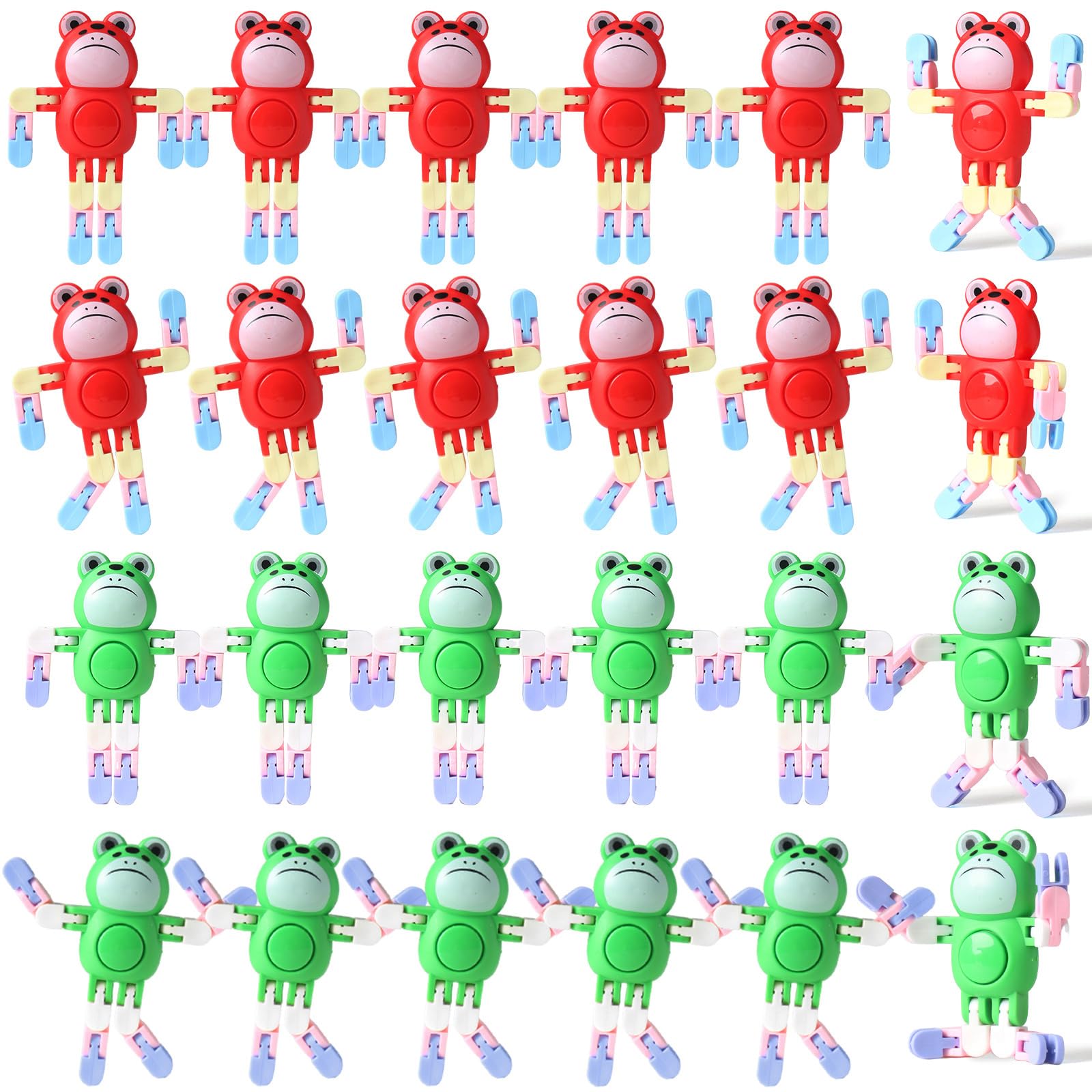 24 Pcs Transformable Fidget Spinners Frog Toys For Kids And Adults Stress Relief Sensory Toys For Boys And Girls Fingertip Gyros