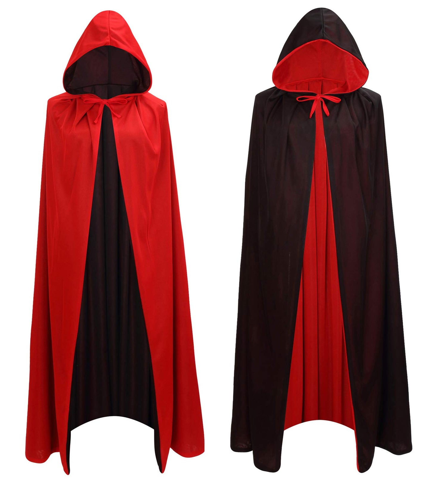 Makroyl Black Red Reversible Goth Pirate Vampire Witch Cloak Unisex Christmas Halloween Cosplay Capes (Small, Red/Black)