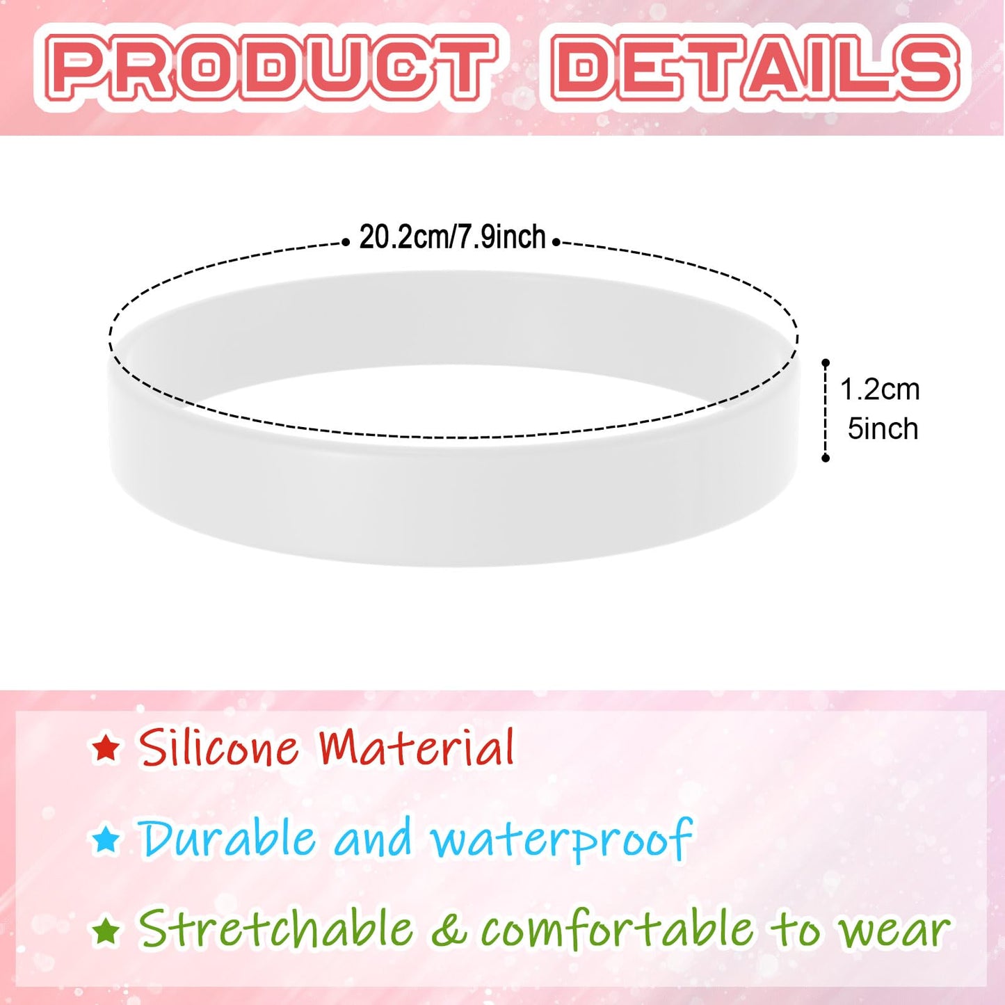 Bouiexye 60 Pieces Rubber Bracelets White Sports Band Unisex For Sports Teams Party Games Fashion Decorations