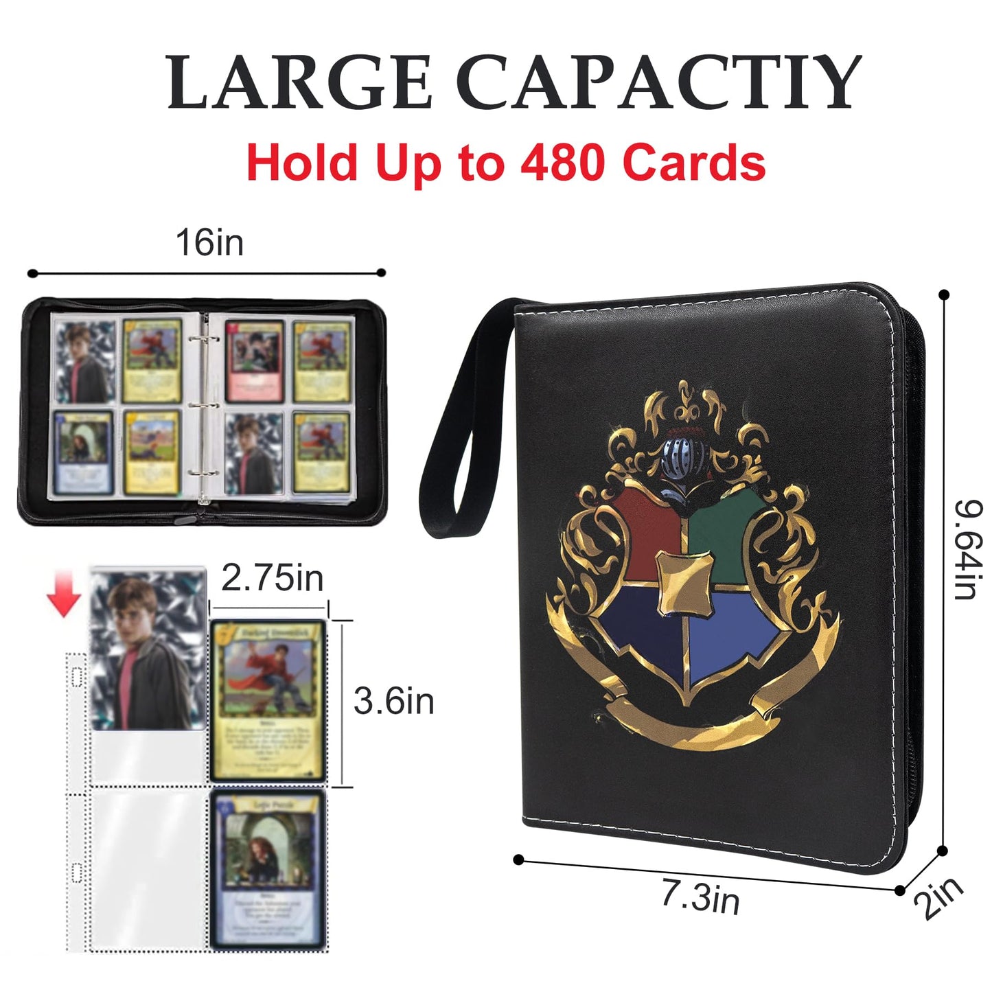Anime Card Binder for Trading Cards 4 Pocket with 60 Sleeves up to 480 Cards Waterproof Card Storage Bag with Sleeves