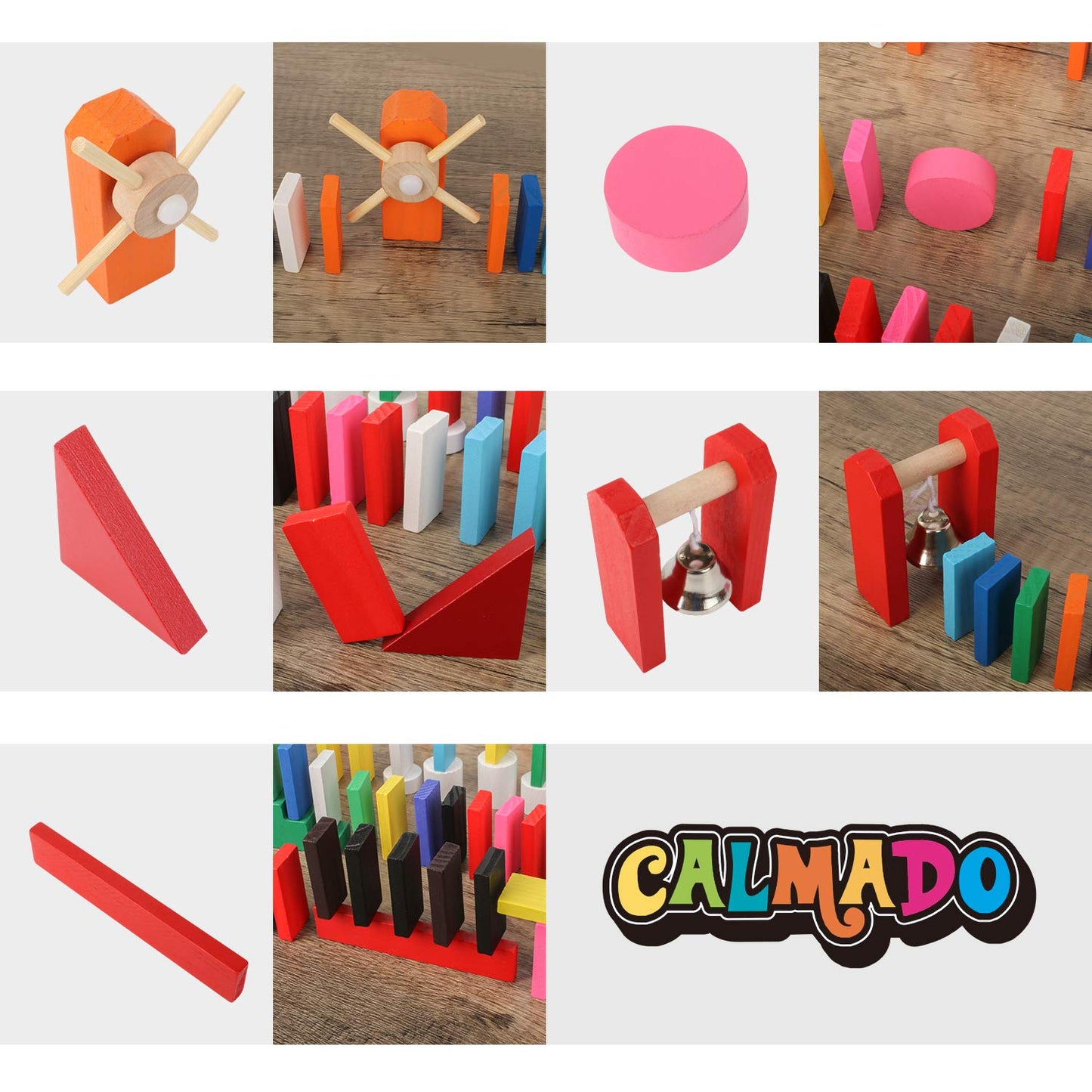 Calmado – 450 Pcs Wooden Dominos For Kids - Domino Toys For Outdoor Or Indoor Game, Dominos For Kids Ages 4-8, Stacking Dominos For Kids 8-12 -Including Bag, Instruction Manual & Accessories