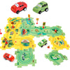 Yooyid Plastic Floor Puzzles For Kids With 2 Cute Vehicles, Puzzle Racer Kids Car Track Set, Montessori Toys For 3 4 5 6 Year Ol