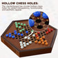 DecoWoodo 15 Large Upgraded Wooden Chinese Checkers Game Board - enhanced 16mm Glass Marbles (60 + 12 Extras)  Easy Grip  Storage Drawer  Ideal Multi-Player Puzzle Game for 2-6 Players