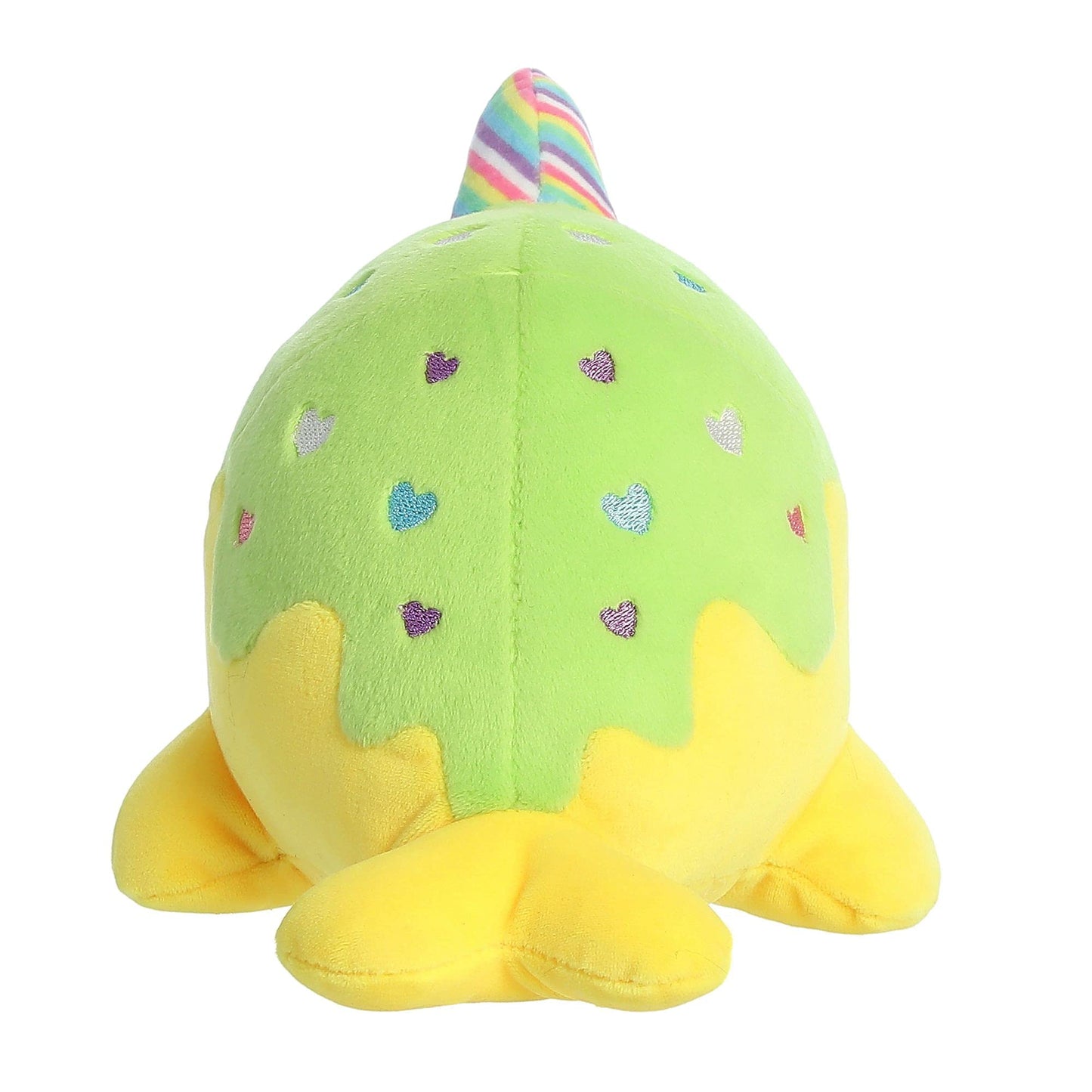 Aurora Enchanting Tasty Peach Neon Lollipop Nomwhal Stuffed Animal - Bright & Colorful Design - Showpiece Plush - Yellow 7 Inche