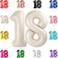 18 Balloon Number, Cream White Number 18Th Birthday Balloons 40 Inch, 18 Years Old Cream White Birthday Decorations For Boys Gir