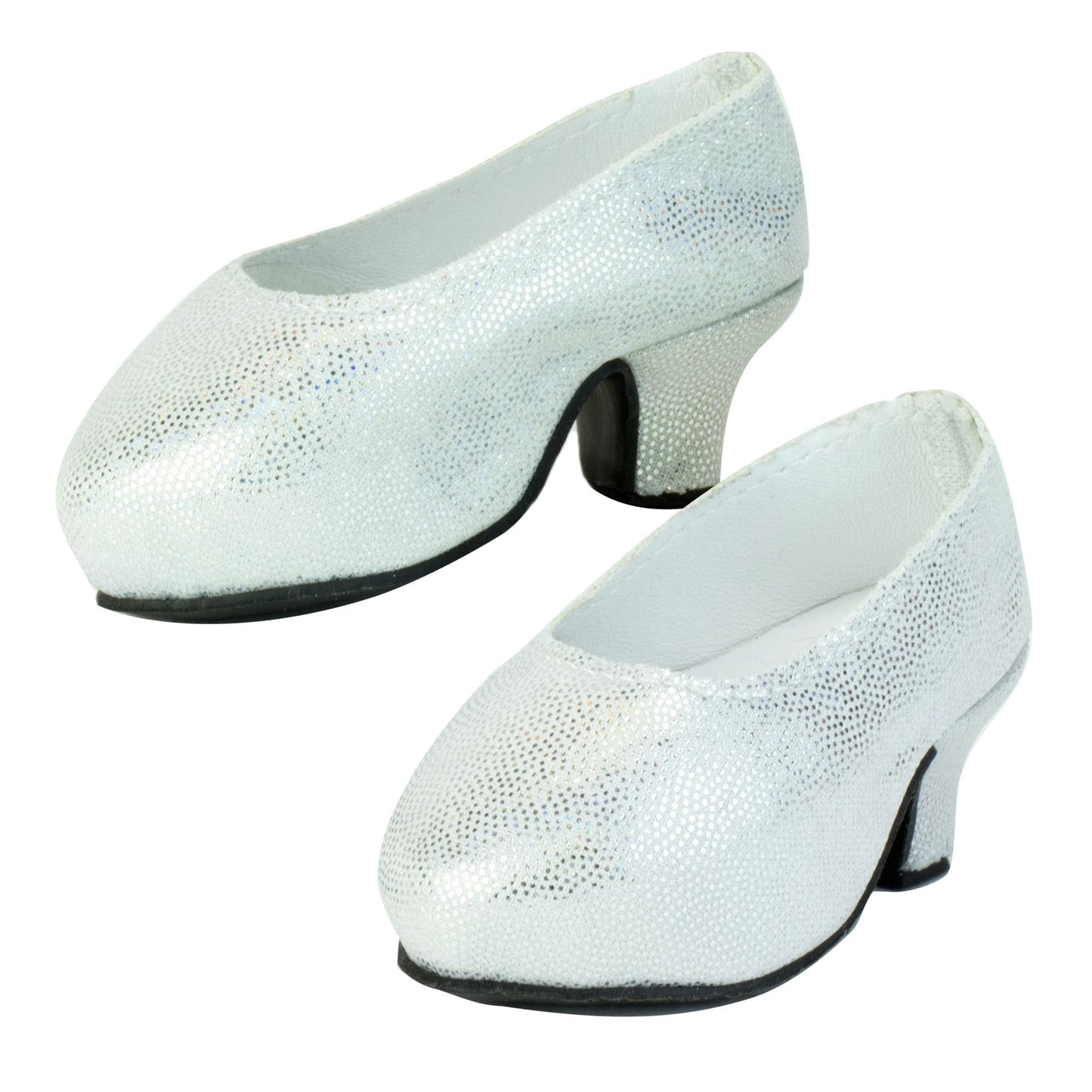 Sophia'S Sparkling High Heels With Closed Toes And Glitter Platform Pumps For 18 Inch Dolls, Silver