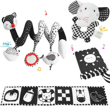 Viesmumu Car Seat Toys Hanging, Black And White Baby Toys With Car Seat Toys Rattle Toys For Infant 3-6 Months