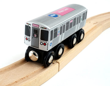 MUNI PALS Wooden Toy Train - Chicago Transit Authority Pink Line - Child Safe, Tested Wood