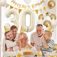 30Th Birthday Decorations Sand White Gold,30Th Birthday Balloons Beige Gold,Happy 30Th Birthday Banner With Cake Toppers Number